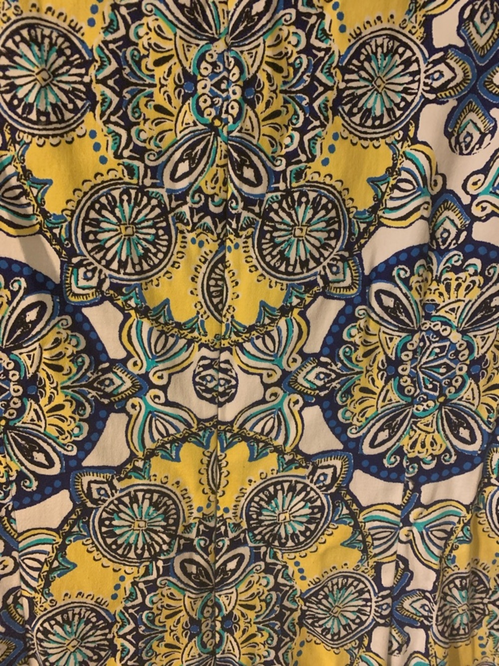 London Style Yellow, Navy & Teal Medallion Shift Dress - Picture 8 of 8